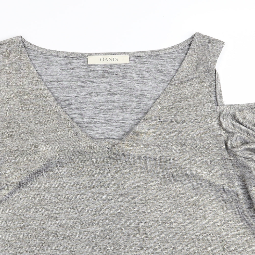 Womens UK Size L Oasis Grey Basic T-Shirt
