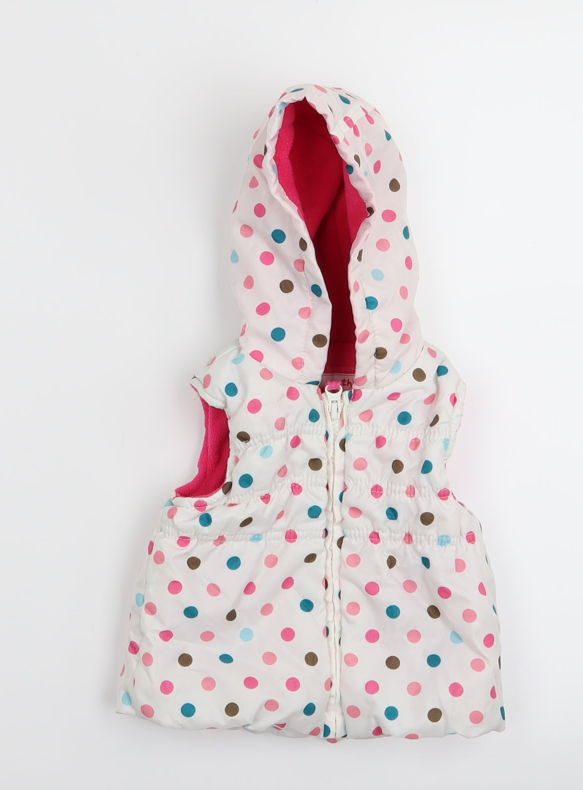 TU Girls White Polka Dot  Gilet Coat Size 0-3 Months