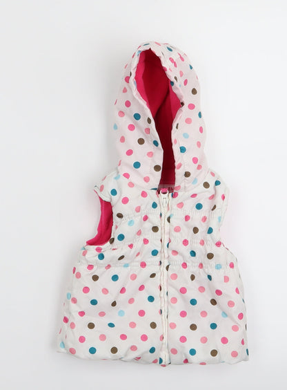 TU Girls White Polka Dot  Gilet Coat Size 0-3 Months