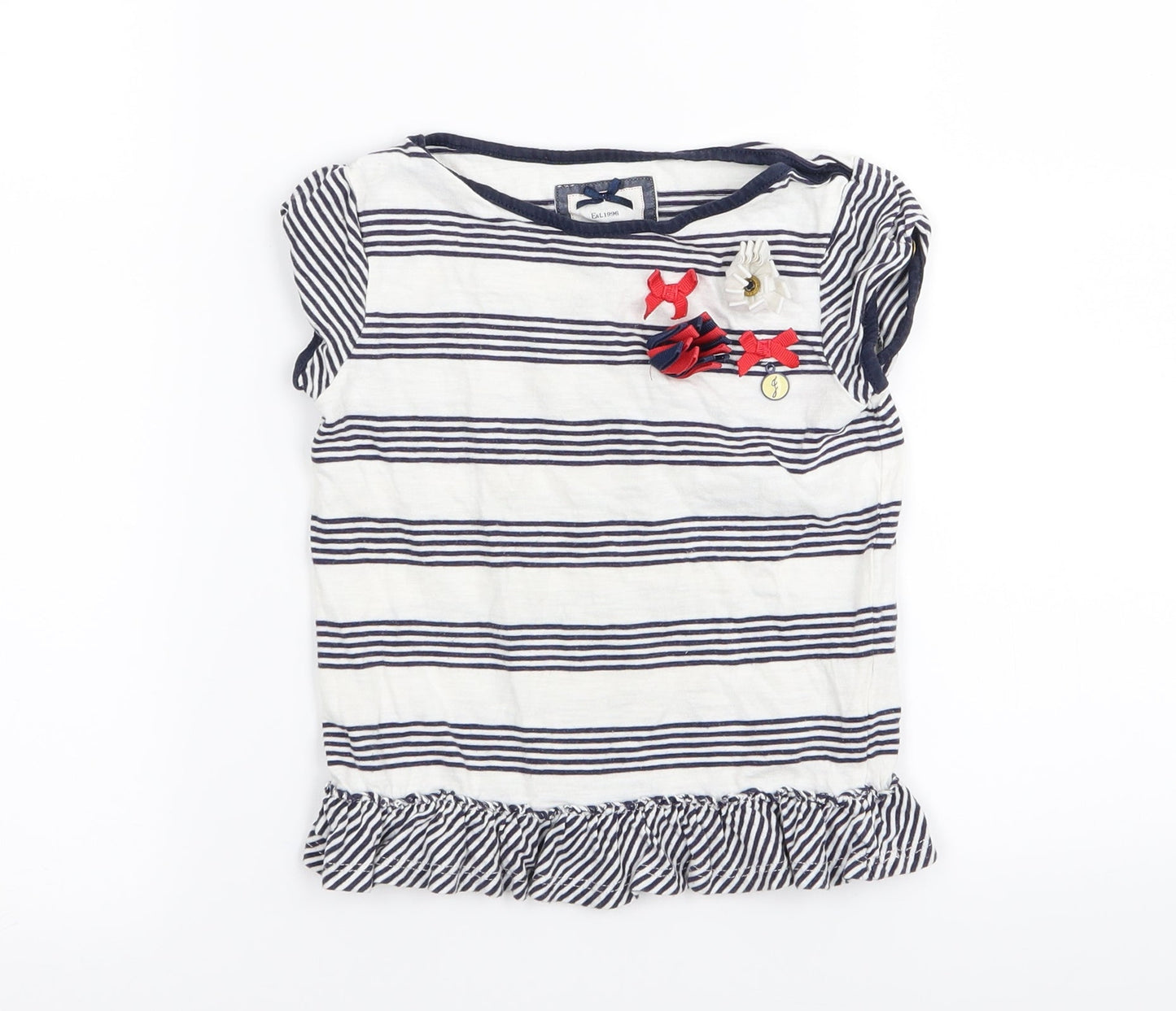 junior j Girls White Striped  Basic T-Shirt Size 3-4 Years