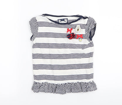 junior j Girls White Striped  Basic T-Shirt Size 3-4 Years