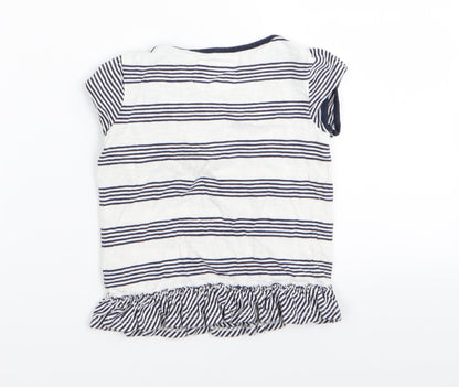 junior j Girls White Striped  Basic T-Shirt Size 3-4 Years