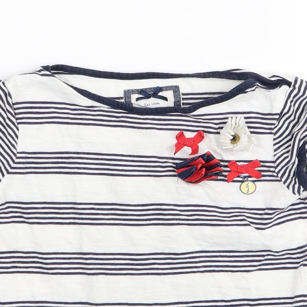 junior j Girls White Striped  Basic T-Shirt Size 3-4 Years