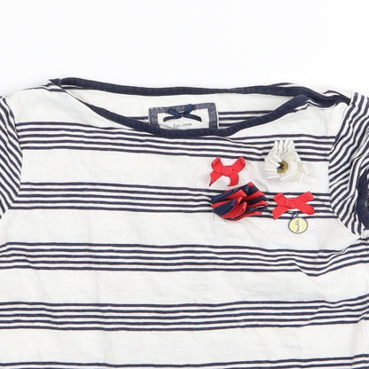 junior j Girls White Striped  Basic T-Shirt Size 3-4 Years