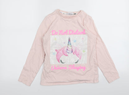 Asda George Girls Pink Solid  Top Pyjama Top Size 9-10 Years