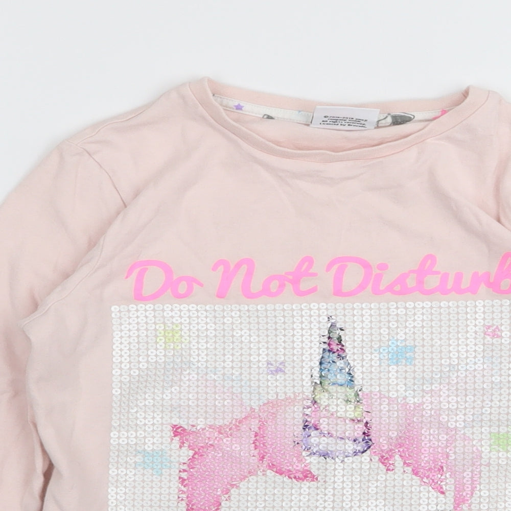 Asda George Girls Pink Solid  Top Pyjama Top Size 9-10 Years
