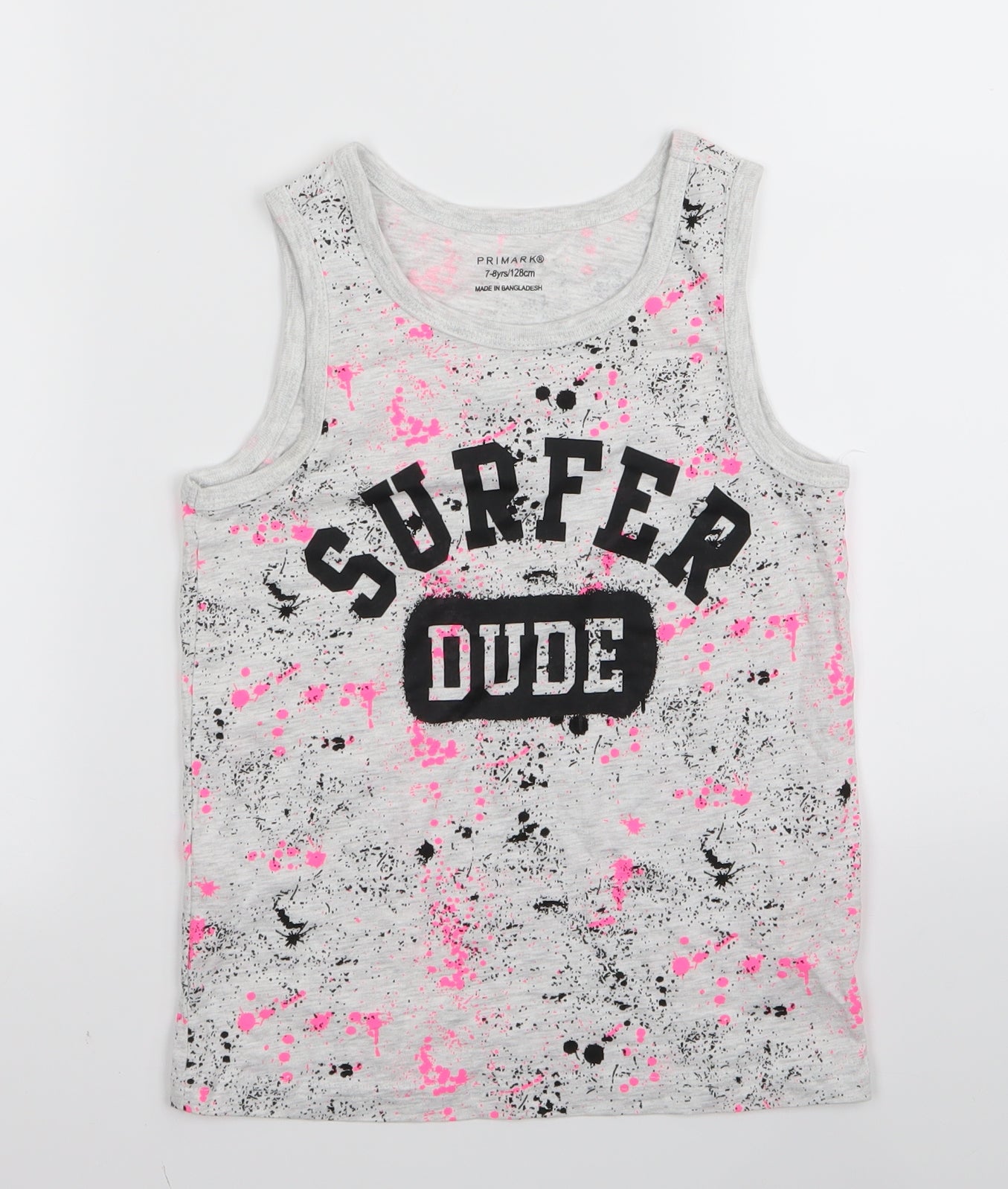 Primark Girls Grey   Basic Tank Size 7-8 Years