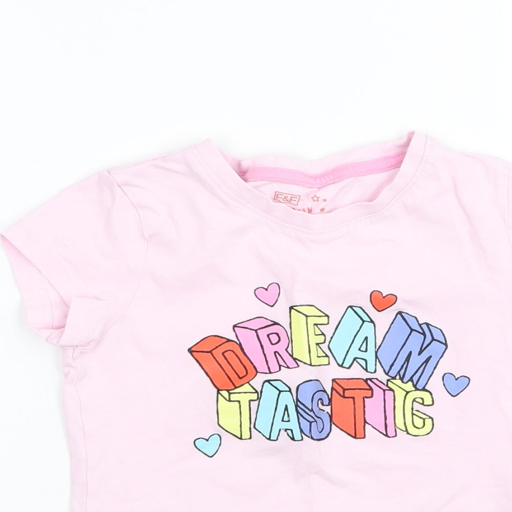 F&F Girls Pink Solid  Top Pyjama Top Size 5-6 Years