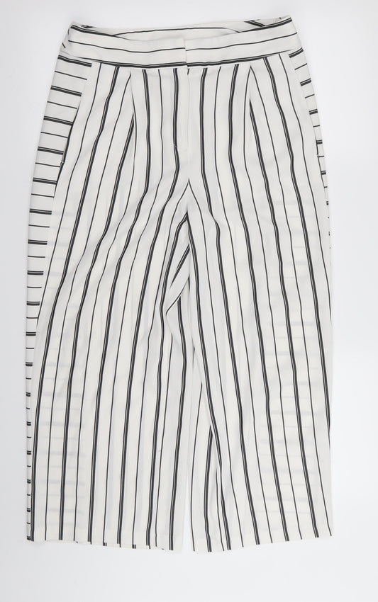 F&F Womens White Striped  Trousers  Size 10 L25 in