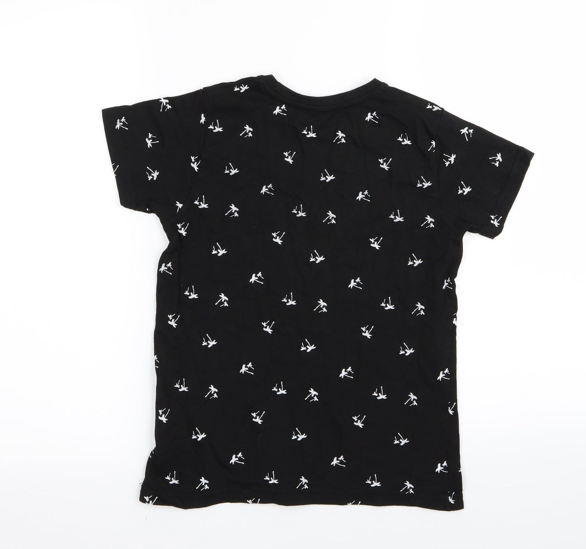 Primark Boys Black Floral  Basic T-Shirt Size 8-9 Years
