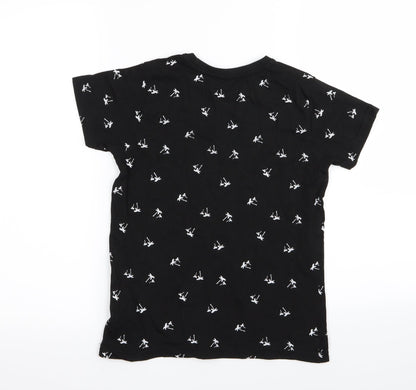 Primark Boys Black Floral  Basic T-Shirt Size 8-9 Years