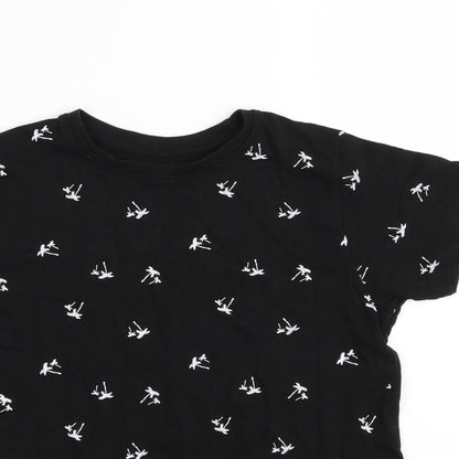 Primark Boys Black Floral  Basic T-Shirt Size 8-9 Years