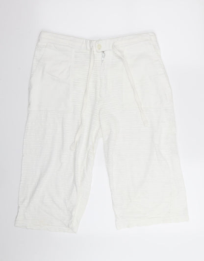 Womens UK Size M Preworn Regular Fit Capri White Trousers
