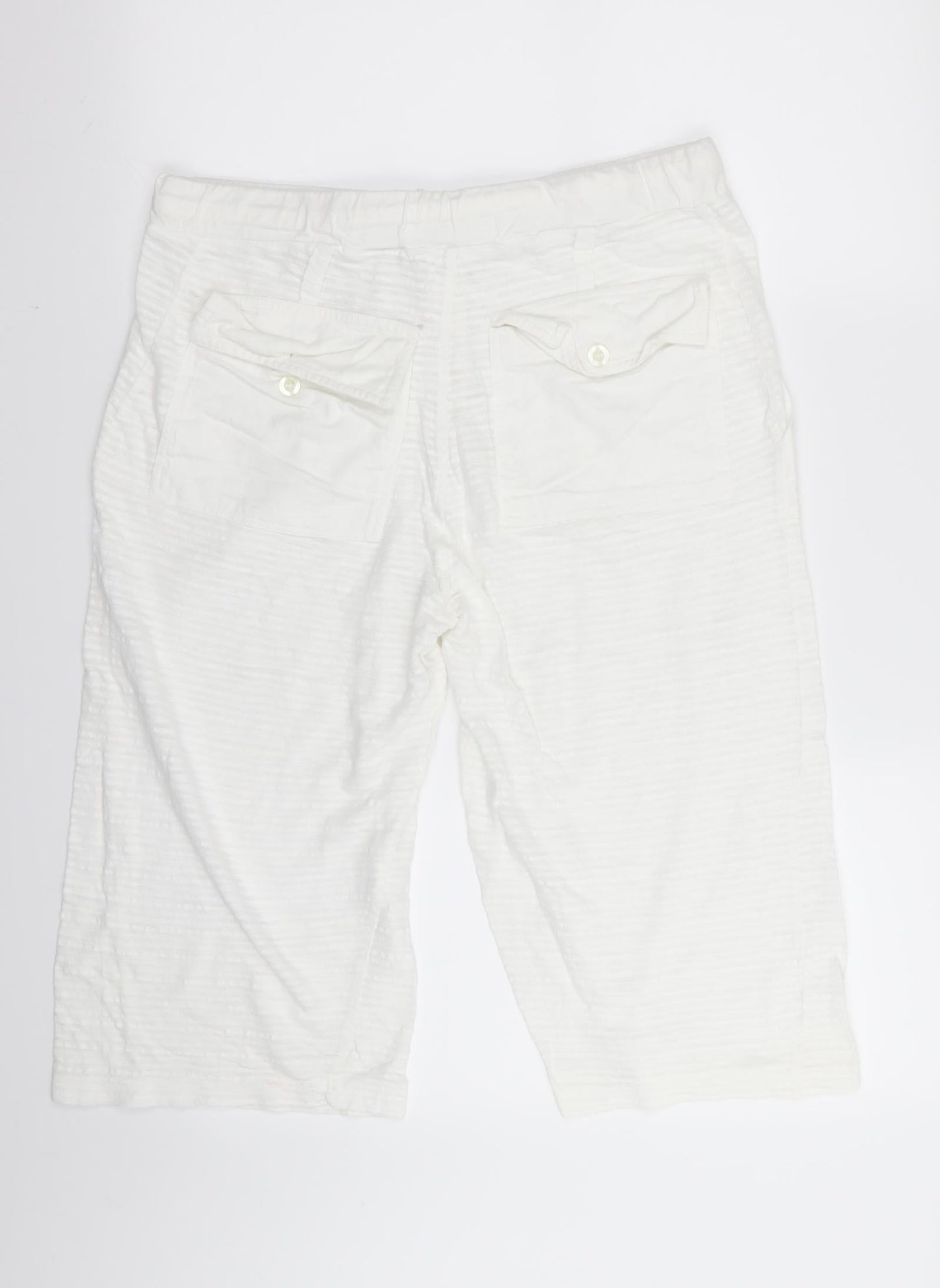 Womens UK Size M Preworn Regular Fit Capri White Trousers