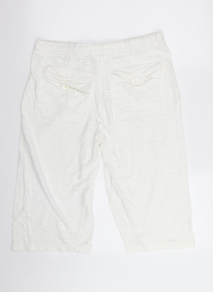 Womens UK Size M Preworn Regular Fit Capri White Trousers