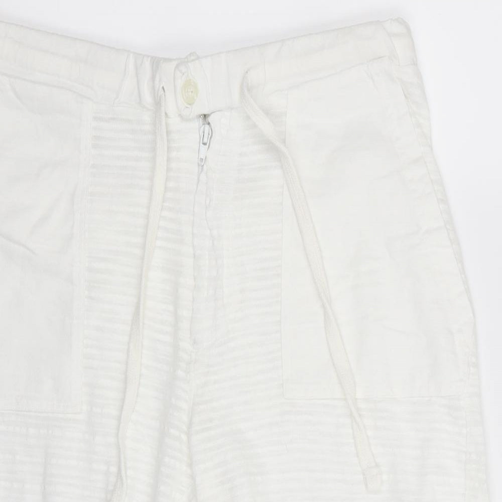 Womens UK Size M Preworn Regular Fit Capri White Trousers