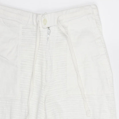 Womens UK Size M Preworn Regular Fit Capri White Trousers