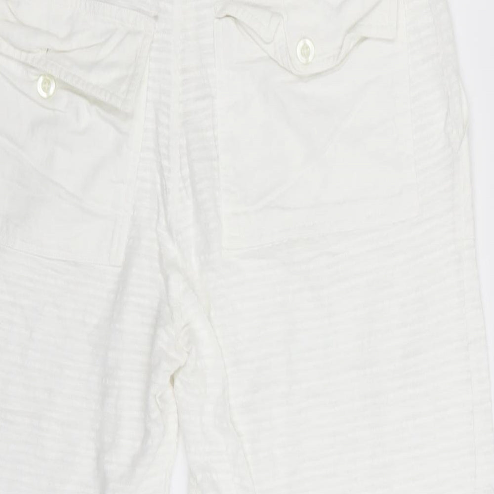 Womens UK Size M Preworn Regular Fit Capri White Trousers