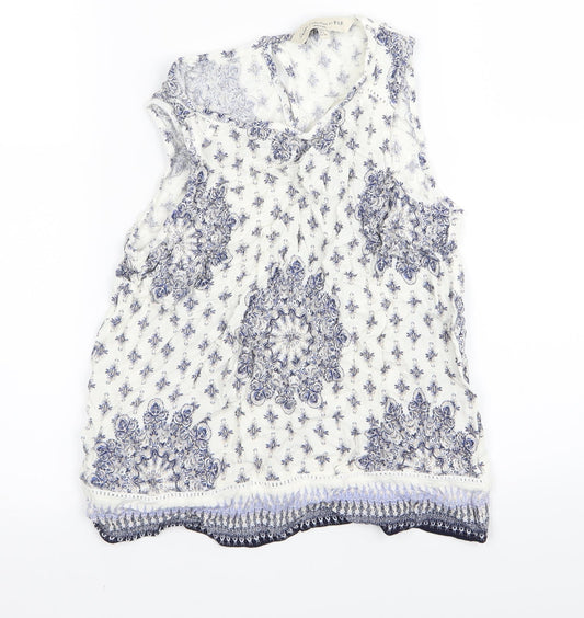 F&F Womens White Geometric  Basic Tank Size 6