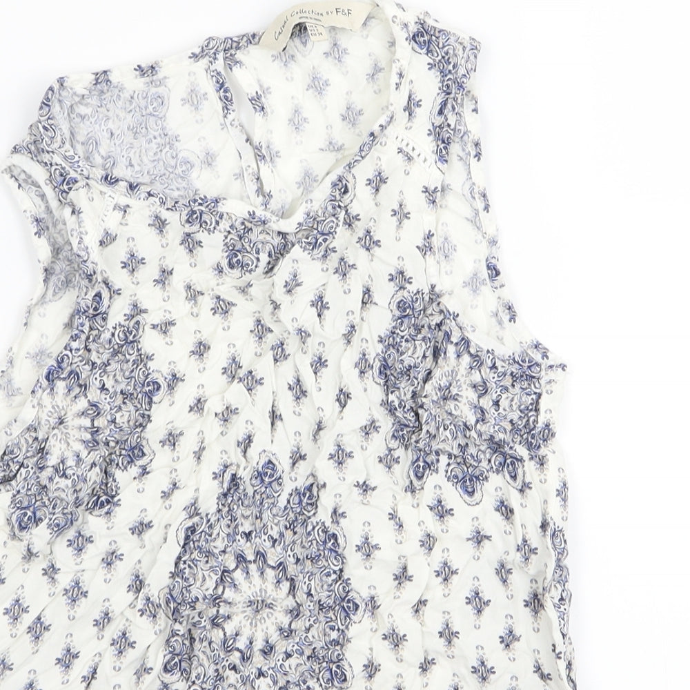 F&F Womens White Geometric  Basic Tank Size 6