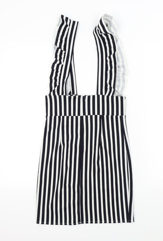 Preworn Womens Blue Striped  A-Line  Size S  - Frill Detail