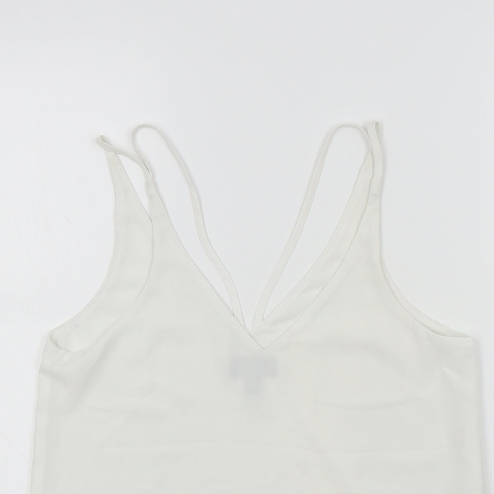 Womens UK Size 8 Topshop White Basic Polo