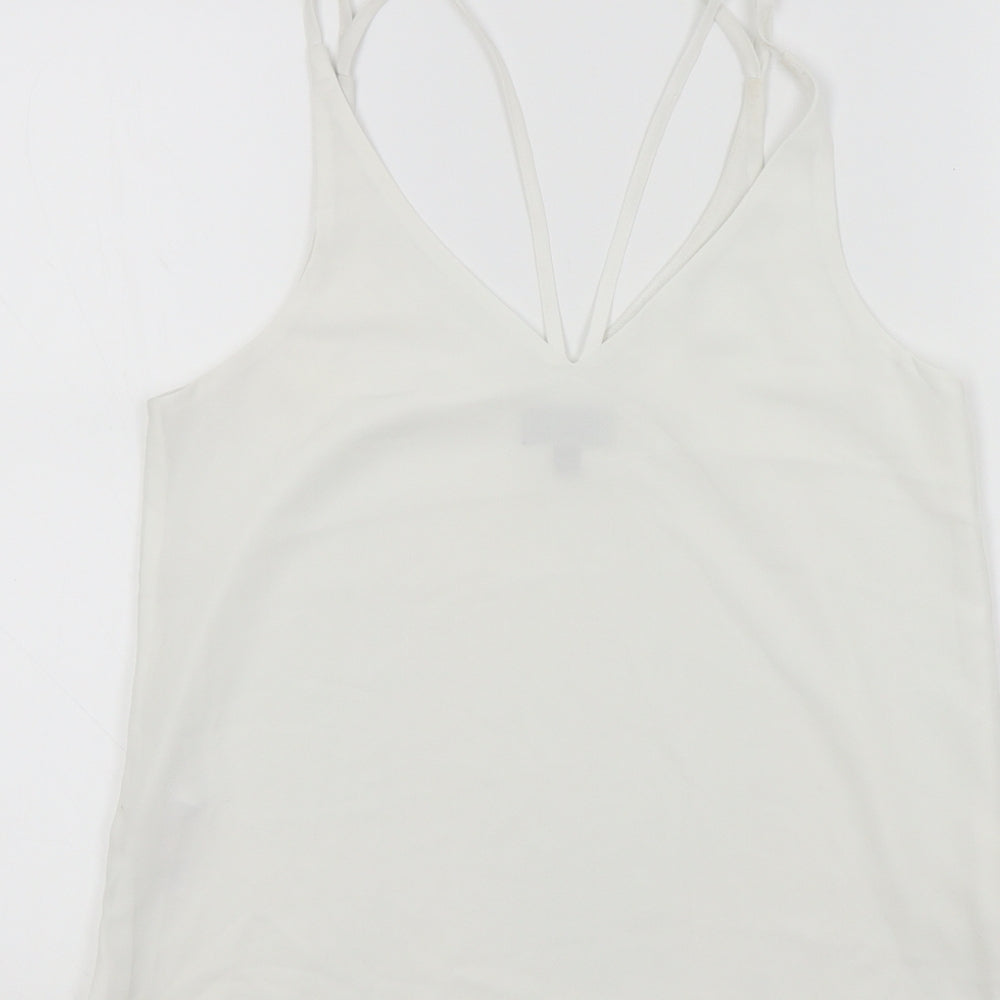 Womens UK Size 8 Topshop White Basic Polo