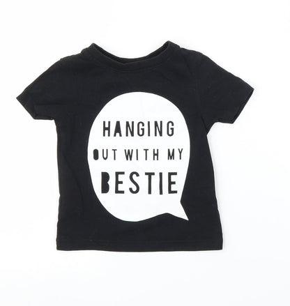 George Girls Black   Basic T-Shirt Size 12-18 Months