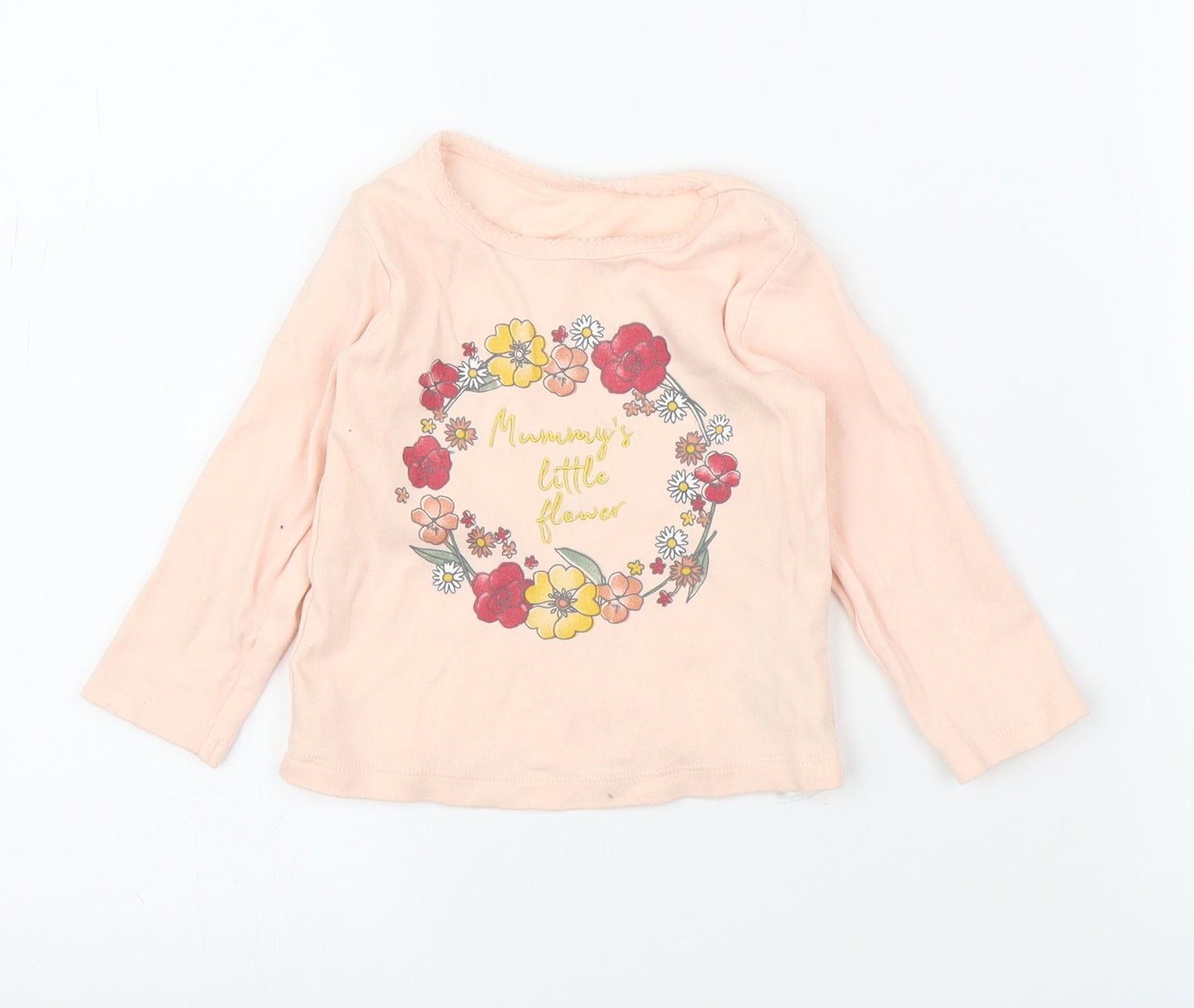 Primark Girls Pink Floral  Basic T-Shirt Size 12 Months