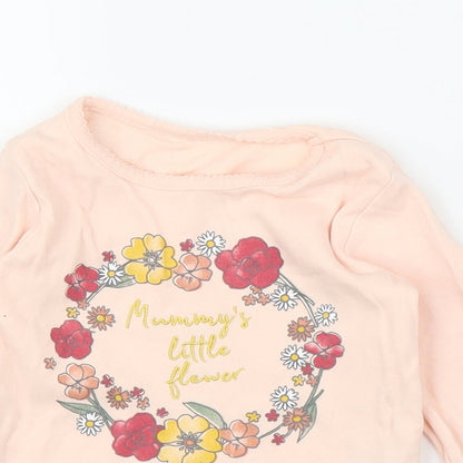 Primark Girls Pink Floral  Basic T-Shirt Size 12 Months