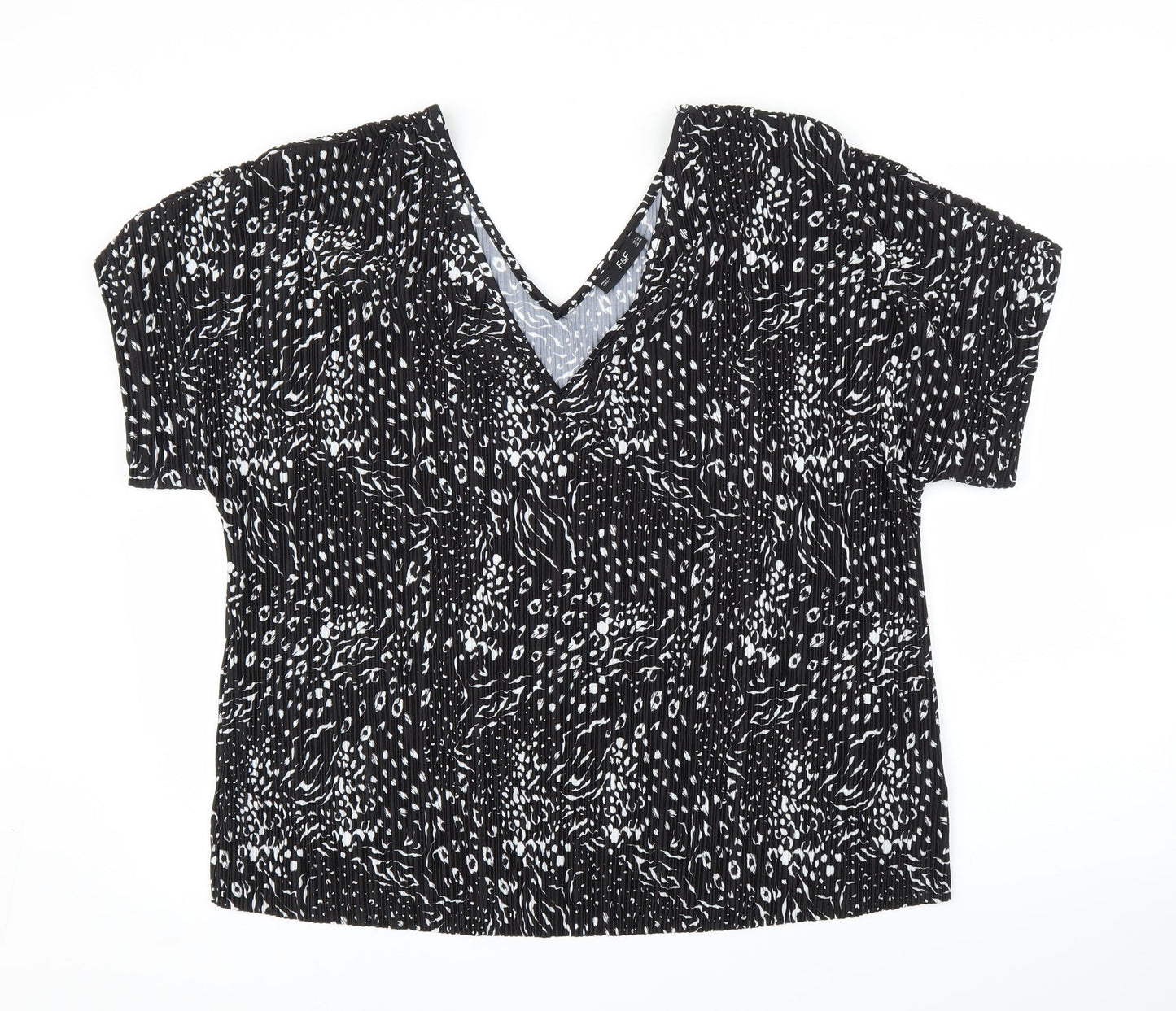 F&F Womens Black Animal Print  Basic Blouse Size 10  - Leopard print