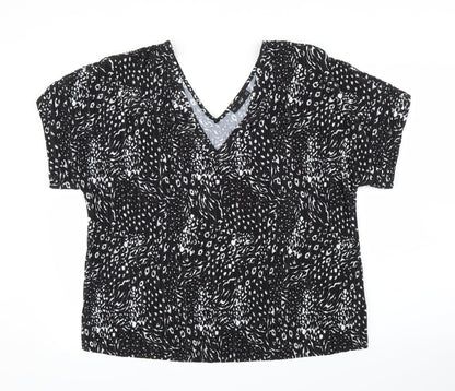 F&F Womens Black Animal Print  Basic Blouse Size 10  - Leopard print