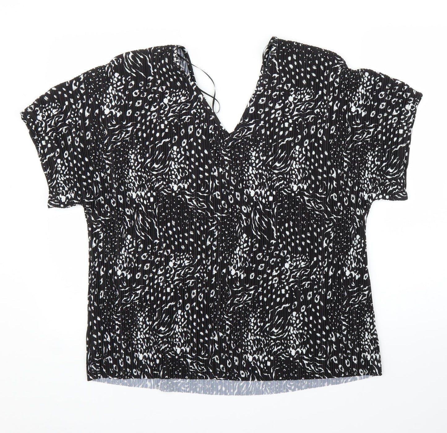 F&F Womens Black Animal Print  Basic Blouse Size 10  - Leopard print