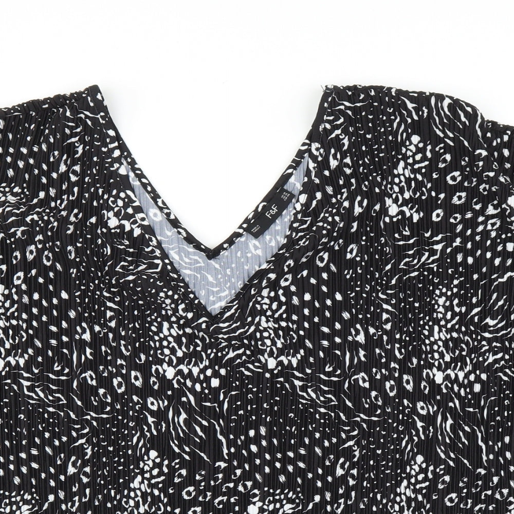 F&F Womens Black Animal Print  Basic Blouse Size 10  - Leopard print