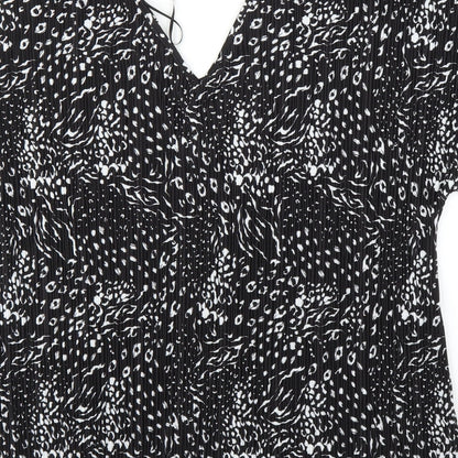 F&F Womens Black Animal Print  Basic Blouse Size 10  - Leopard print