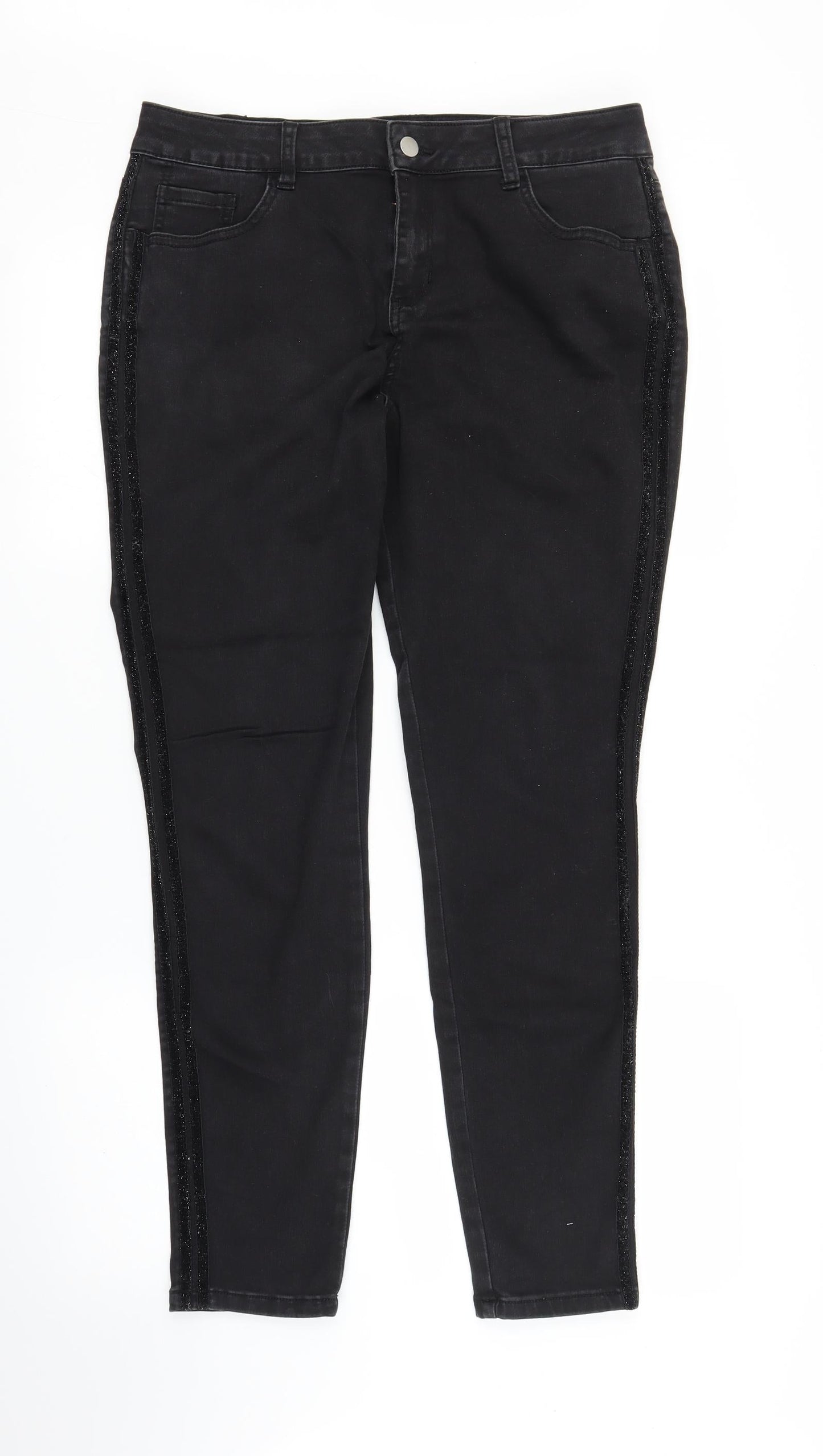 B. You Womens Black  Denim Skinny Jeans Size 14 L26 in