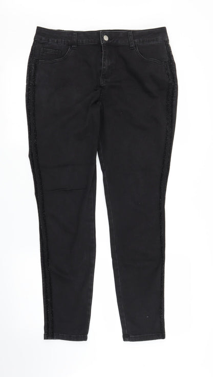 B. You Womens Black  Denim Skinny Jeans Size 14 L26 in