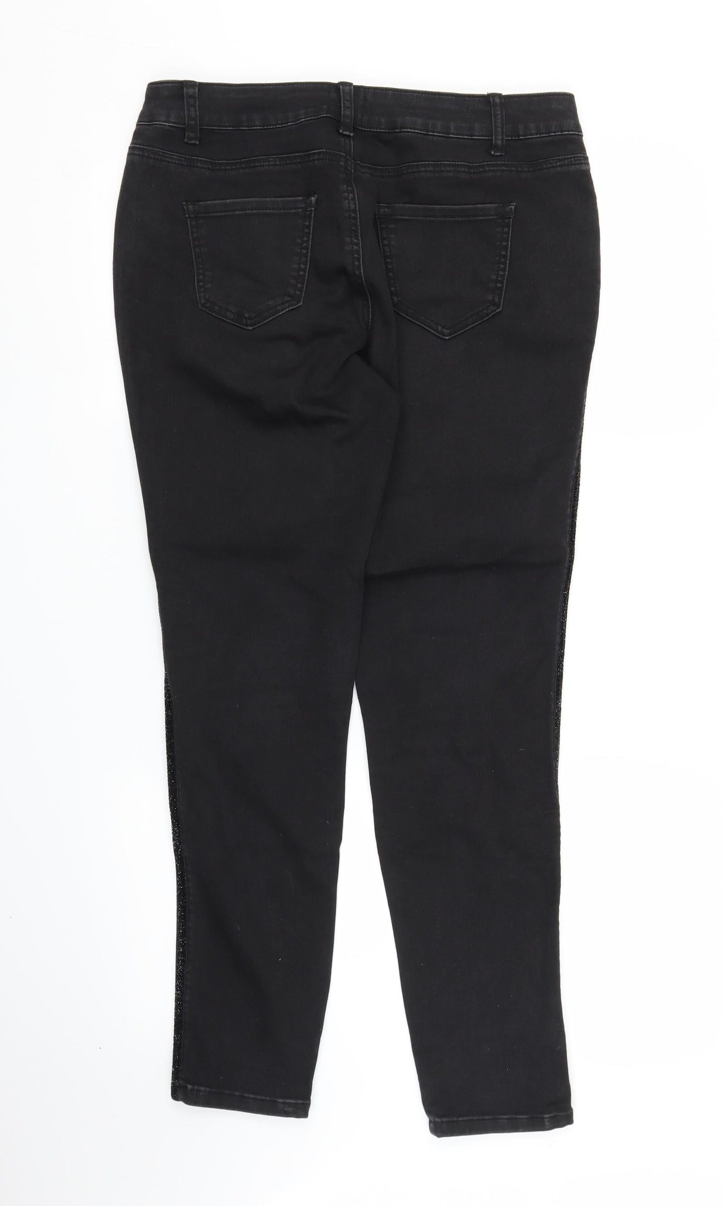 B. You Womens Black  Denim Skinny Jeans Size 14 L26 in