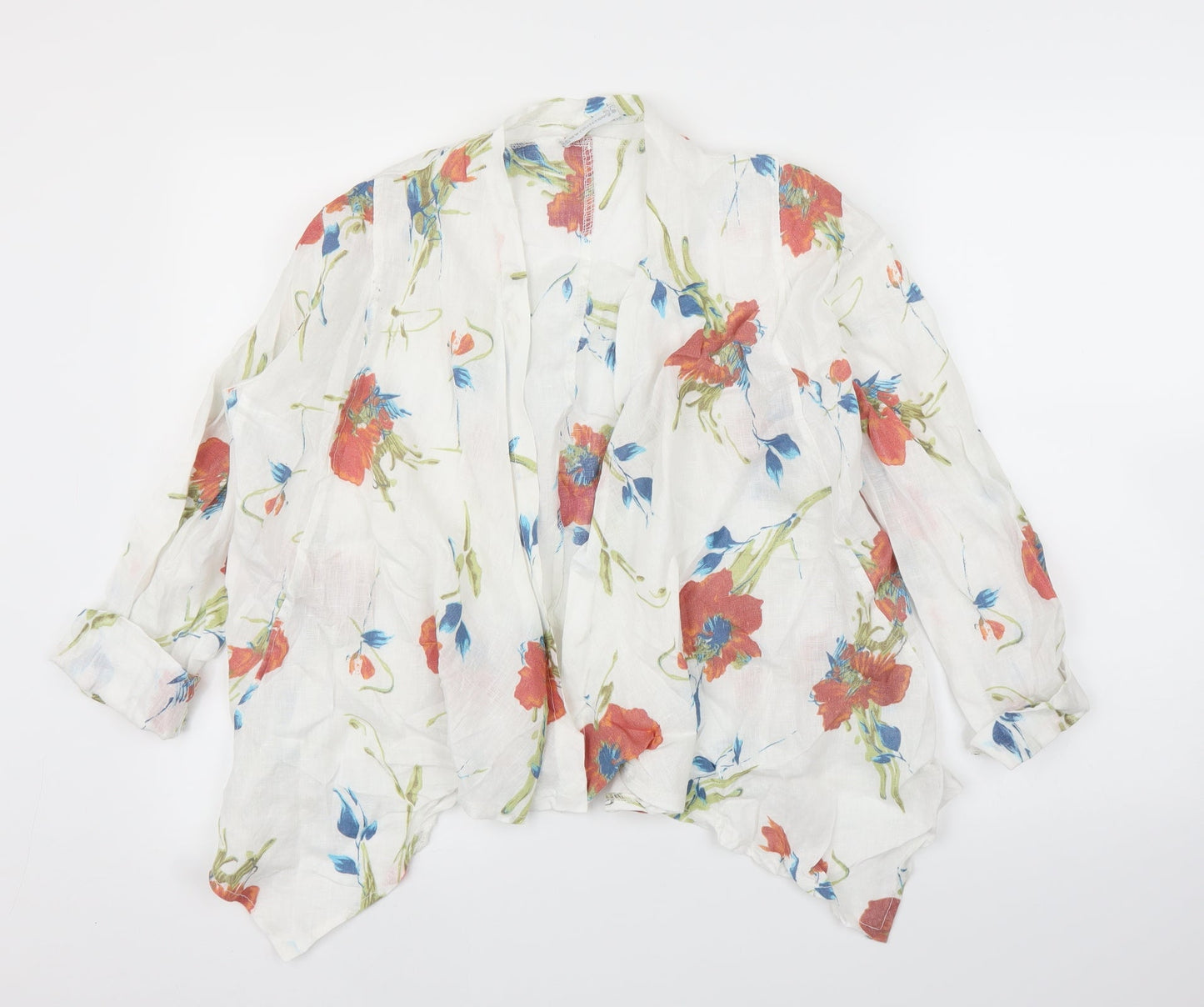 New Collection Womens White Floral  Cape Jumper Size L