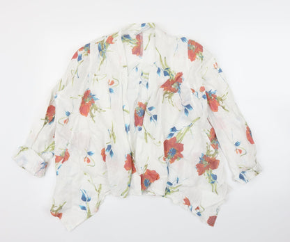 New Collection Womens White Floral  Cape Jumper Size L