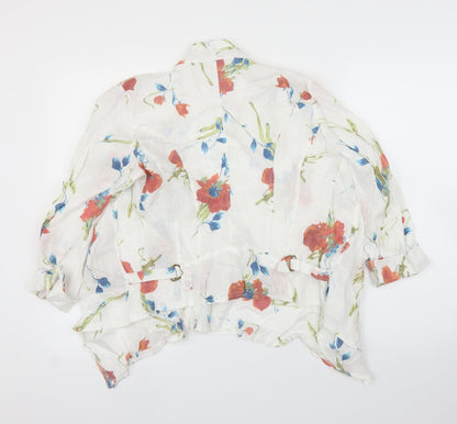 New Collection Womens White Floral  Cape Jumper Size L