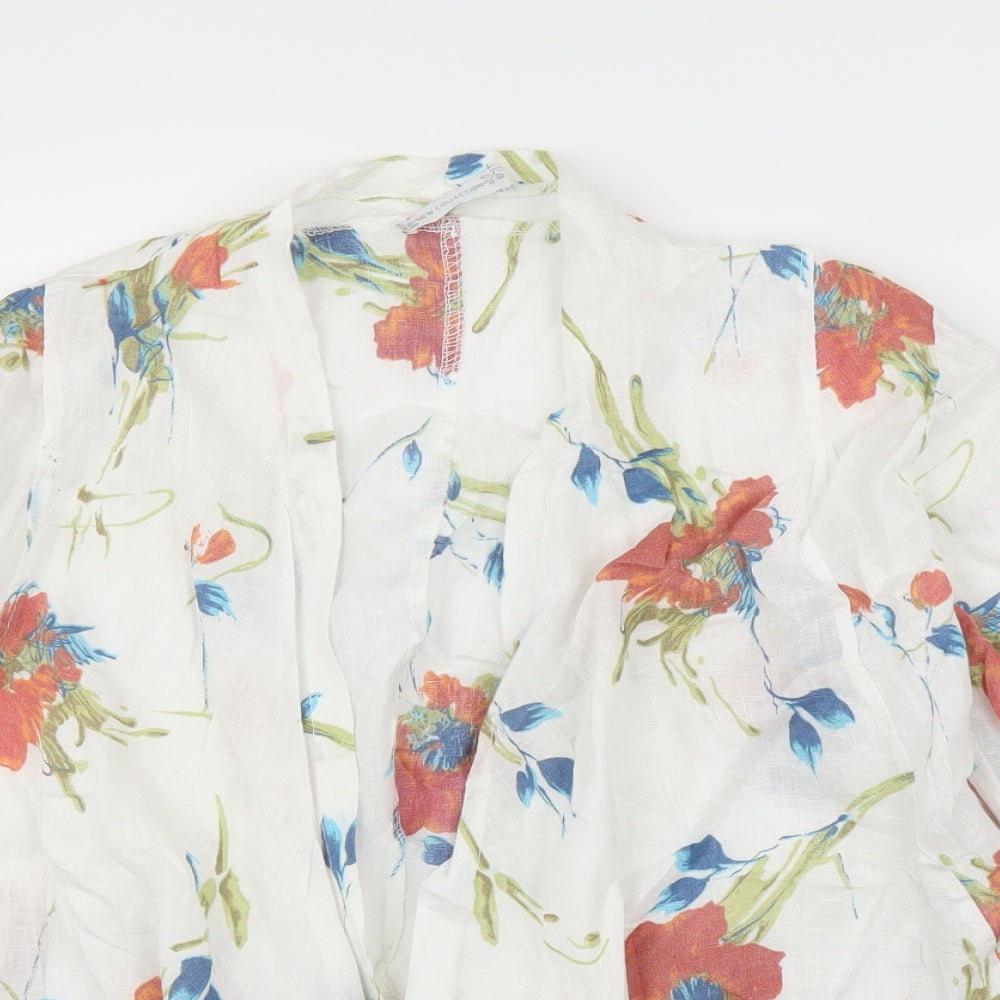 New Collection Womens White Floral  Cape Jumper Size L