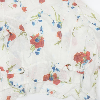 New Collection Womens White Floral  Cape Jumper Size L