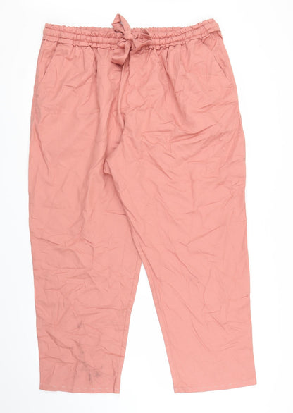 Womens UK Size XL Gap Regular Fit Capri Pink Trousers