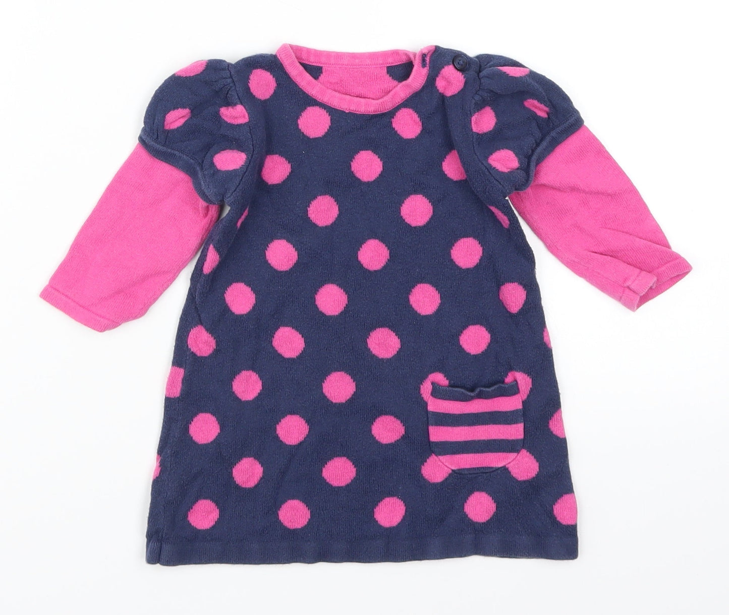George Girls Blue Polka Dot  Jumper Dress  Size 3-6 Months  - Pink