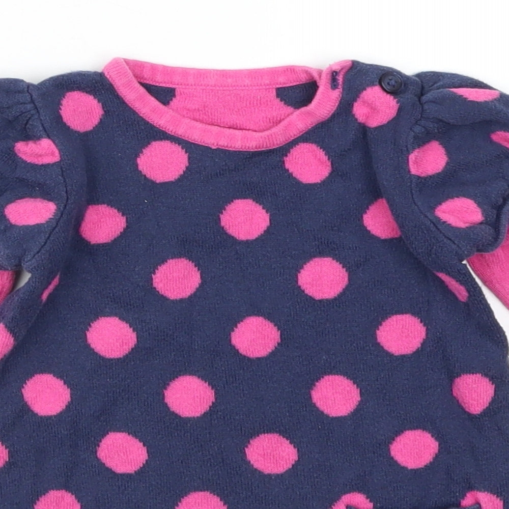 George Girls Blue Polka Dot  Jumper Dress  Size 3-6 Months  - Pink