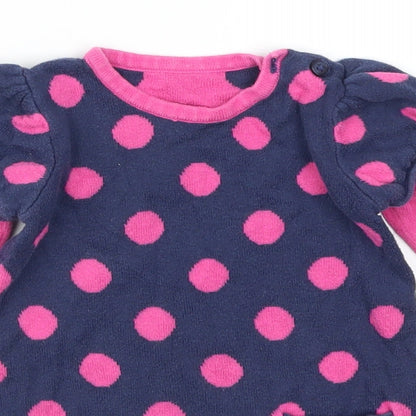 George Girls Blue Polka Dot  Jumper Dress  Size 3-6 Months  - Pink