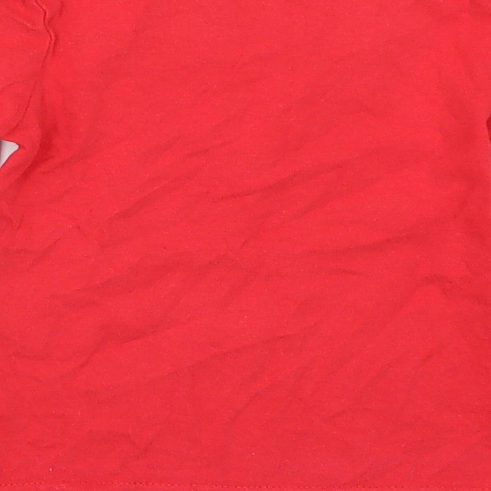 George Girls Red   Basic T-Shirt Size 18-24 Months  - Fabric Flowers