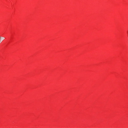 George Girls Red   Basic T-Shirt Size 18-24 Months  - Fabric Flowers
