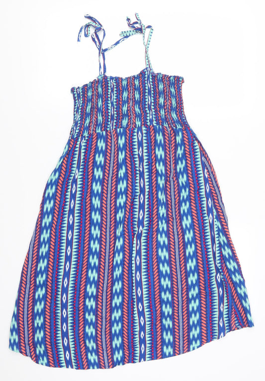 Papaya Womens Blue Geometric  Tank Dress  Size 8